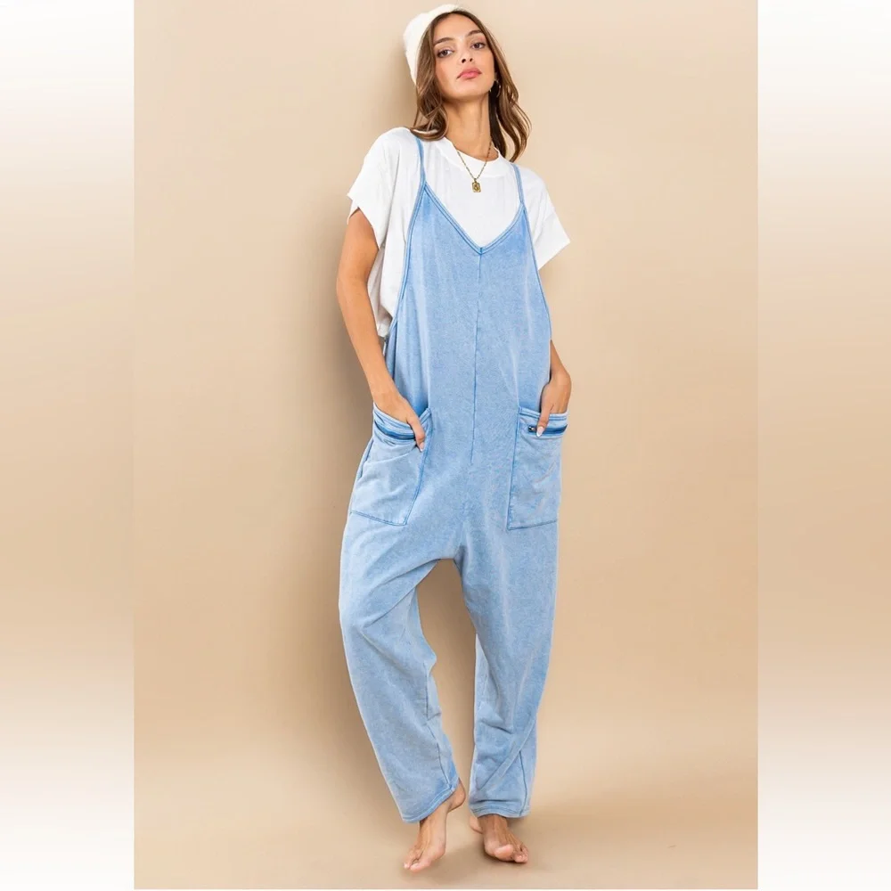 07 Mineral Washed French Terry Harem Jumpsuit - Picture 5 of 7